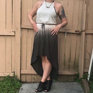 Boutique Ombré Black and White High Low Dress